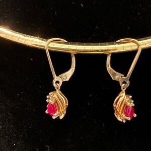 Beautiful Ruby and Diamond Earrings.14 ct tw